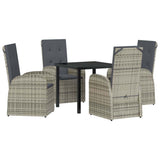 Garden Dining Set with Cushion 5 pcs Grey Poly Rattan