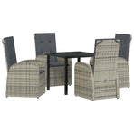 Garden Dining Set 5 pcs Grey Poly Rattan