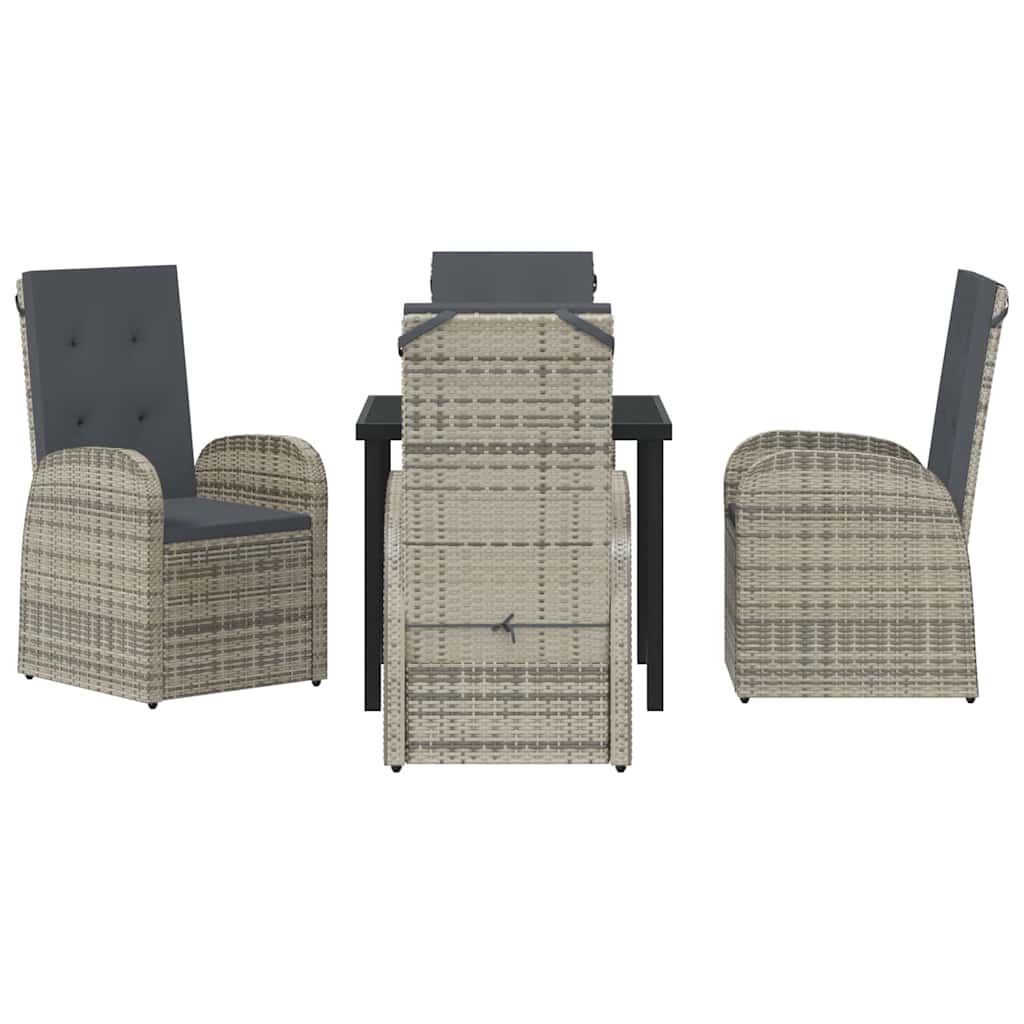 Garden Dining Set with Cushion 5 pcs Grey Poly Rattan