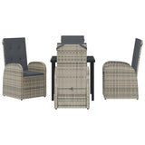 Garden Dining Set with Cushion 5 pcs Grey Poly Rattan