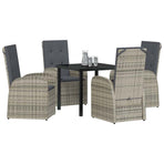 Garden Dining Set 5 pcs Grey Poly Rattan