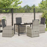Garden Dining Set with Cushion 5 pcs Grey Poly Rattan - Top-Down View