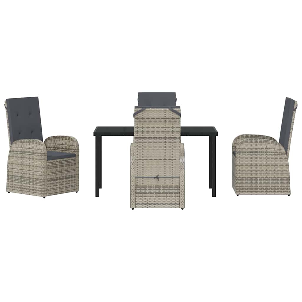 Garden Dining Set with Cushion 5 pcs Grey Poly Rattan