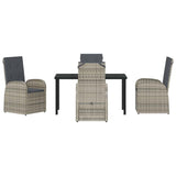 Garden Dining Set with Cushion 5 pcs Grey Poly Rattan - Close-Up Angle