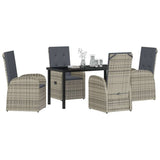 Garden Dining Set with Cushion 5 pcs Grey Poly Rattan