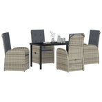 Garden Dining Set 5 pcs Grey Poly Rattan