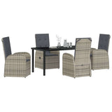 Garden Dining Set with Cushion 5 pcs Grey Poly Rattan - Side View