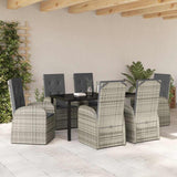 Garden Dining Set with Cushion 7 pcs Grey Poly Rattan