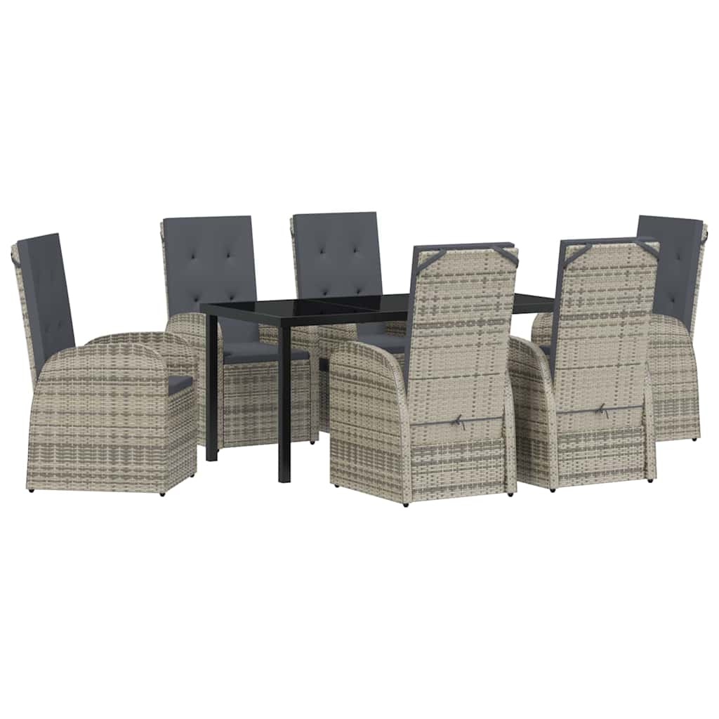 Garden Dining Set with Cushion 7 pcs Grey Poly Rattan