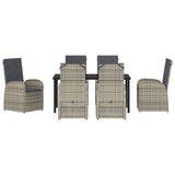 Garden Dining Set with Cushion 7 pcs Grey Poly Rattan