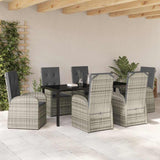 Garden Dining Set with Cushion 7 pcs Grey Poly Rattan - Top-Down View