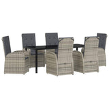 Garden Dining Set with Cushion 7 pcs Grey Poly Rattan