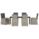 Garden Dining Set with Cushion 7 pcs Grey Poly Rattan