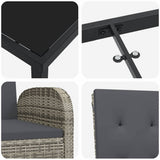 Garden Dining Set with Cushion 9 pcs Grey Poly Rattan - Extra Image