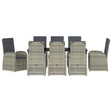 Garden Dining Set with Cushion 9 pcs Grey Poly Rattan