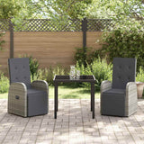 Garden Dining Set with Cushion 3 pcs Grey Poly Rattan - Top-Down View