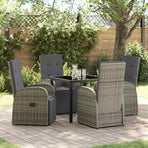 Garden Dining Set 5 pcs Grey Poly Rattan