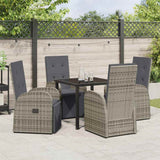 Garden Dining Set with Cushion 5 pcs Grey Poly Rattan - Top-Down View