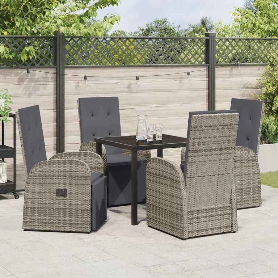 Garden Dining Set 5 pcs Grey Poly Rattan