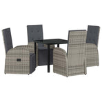 Garden Dining Set 5 pcs Grey Poly Rattan
