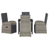 Garden Dining Set with Cushion 5 pcs Grey Poly Rattan - Close-Up Angle