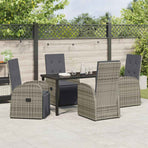 Garden Dining Set 5 pcs Grey Poly Rattan