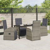 Garden Dining Set with Cushion 5 pcs Grey Poly Rattan - Top-Down View