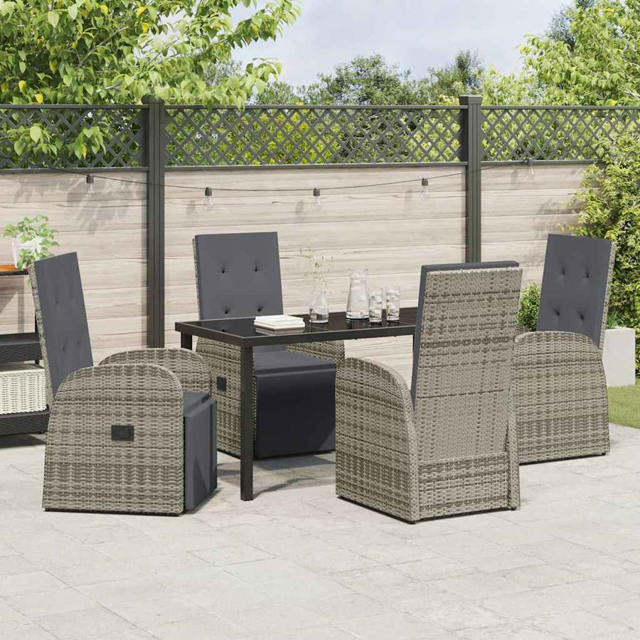 Garden Dining Set 5 pcs Grey Poly Rattan