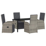 Garden Dining Set with Cushion 5 pcs Grey Poly Rattan - Front View