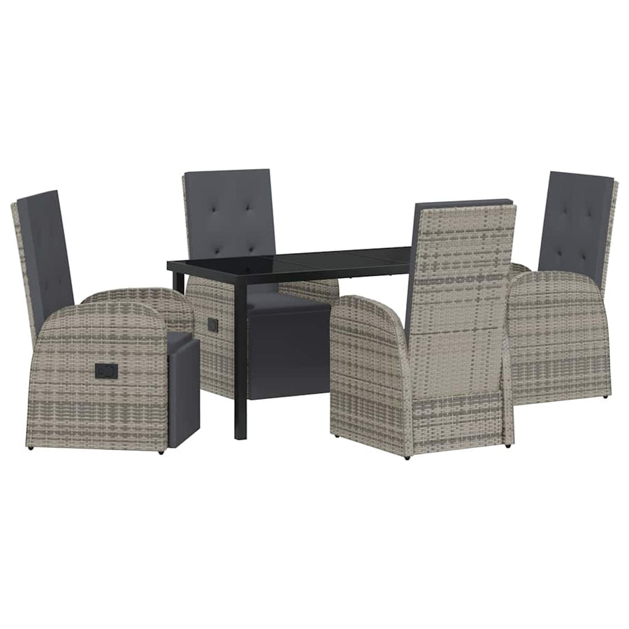 Garden Dining Set 5 pcs Grey Poly Rattan