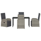 Garden Dining Set with Cushion 5 pcs Grey Poly Rattan - Close-Up Angle