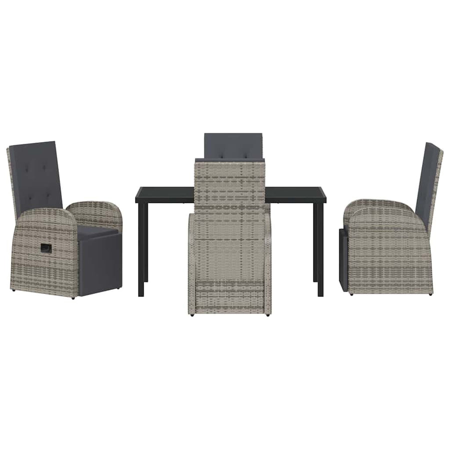 Garden Dining Set 5 pcs Grey Poly Rattan