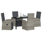 Garden Dining Set 5 pcs Grey Poly Rattan
