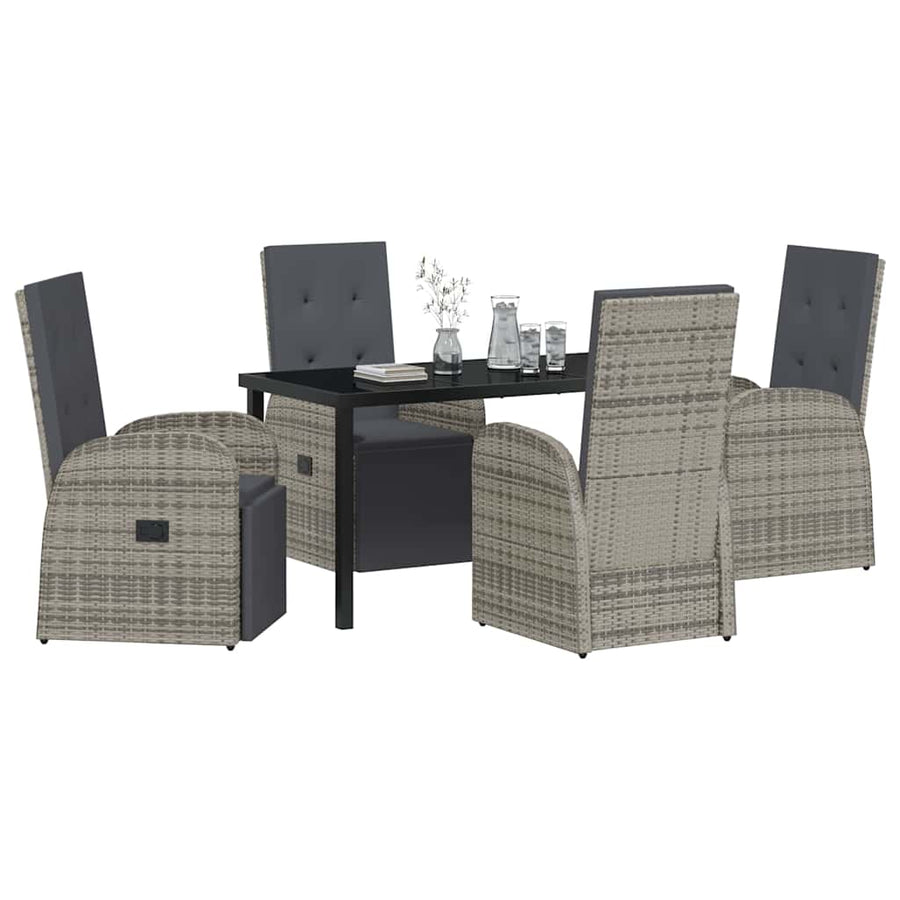 Garden Dining Set 5 pcs Grey Poly Rattan