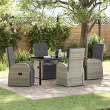 Garden Dining Set with Cushion 5 pcs Grey Poly Rattan