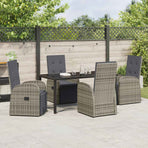 Garden Dining Set 5 pcs Grey Poly Rattan