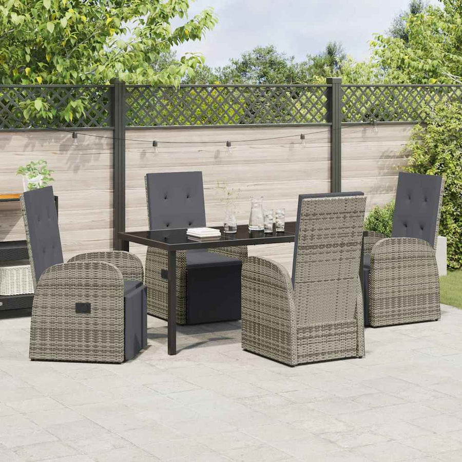 Garden Dining Set 5 pcs Grey Poly Rattan