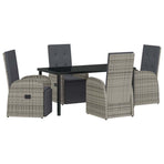 Garden Dining Set 5 pcs Grey Poly Rattan