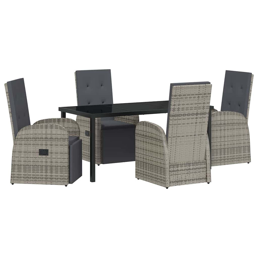 Garden Dining Set 5 pcs Grey Poly Rattan