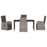 Garden Dining Set with Cushion 5 pcs Grey Poly Rattan - Close-Up Angle