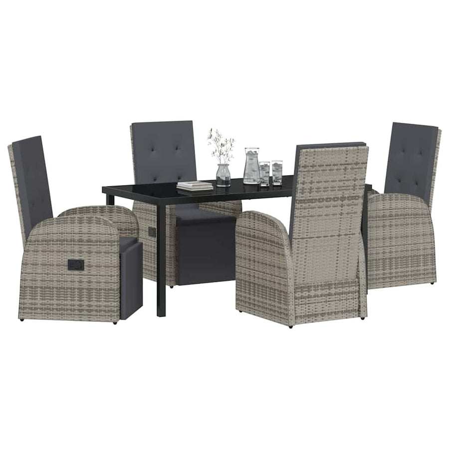 Garden Dining Set 5 pcs Grey Poly Rattan