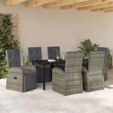 Garden Dining Set with Cushion 7 pcs Grey Poly Rattan - Top-Down View