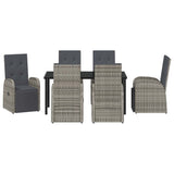 Garden Dining Set with Cushion 7 pcs Grey Poly Rattan - Close-Up Angle