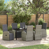 Garden Dining Set with Cushion 7 pcs Grey Poly Rattan