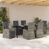 Garden Dining Set with Cushion 7 pcs Grey Poly Rattan - Top-Down View