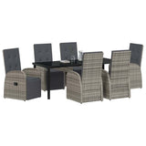 Garden Dining Set with Cushion 7 pcs Grey Poly Rattan - Side View