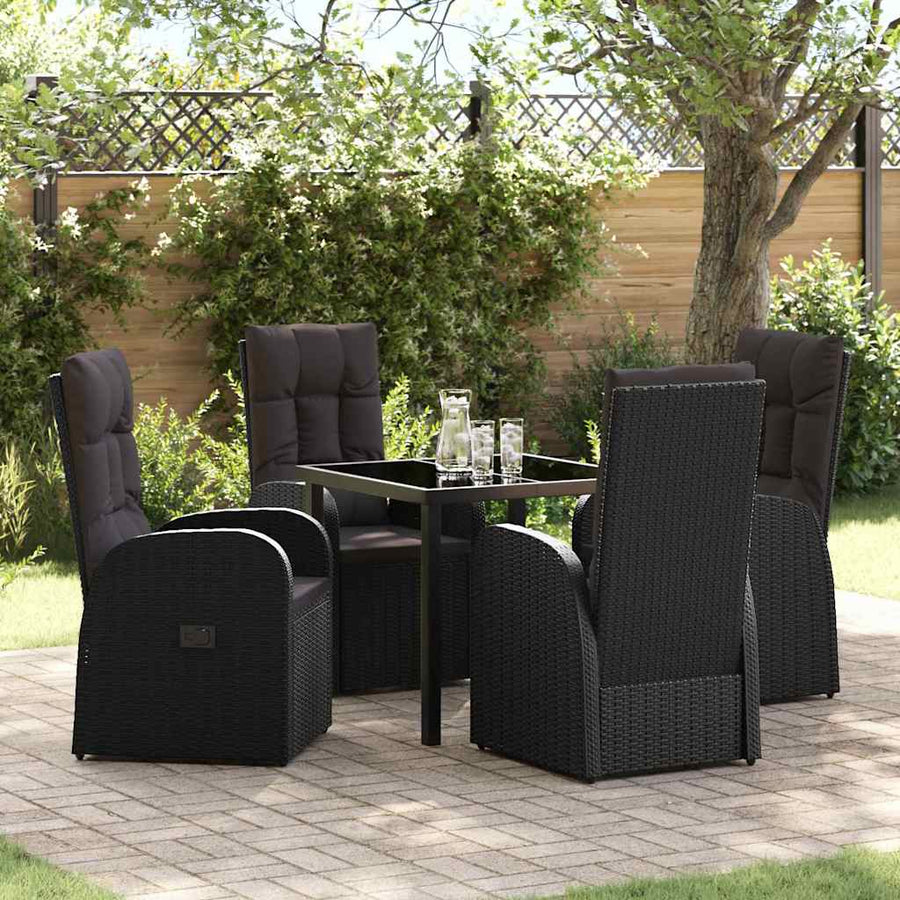 Garden Dining Set 5 pcs Black Poly Rattan