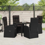 Garden Dining Set 5 pcs Black Poly Rattan