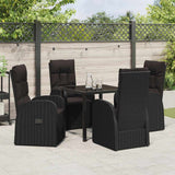 Garden Dining Set with Cushion 5 pcs Black Poly Rattan - Top-Down View