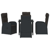Garden Dining Set with Cushion 5 pcs Black Poly Rattan - Close-Up Angle